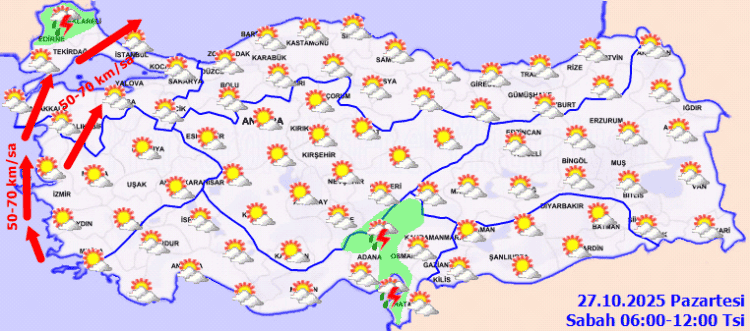 Marmara ve Ege’de Kuvvetli Yağış ve Fırtına Bekleniyor!