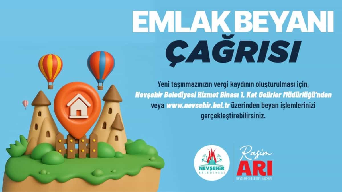 Nevşehir Belediyesi’nden 2026 Emlak Vergisi Beyanı Hatırlatması 1 Nevşehir Belediyesi’nden 2026 Emlak Vergisi Beyanı Hatırlatması