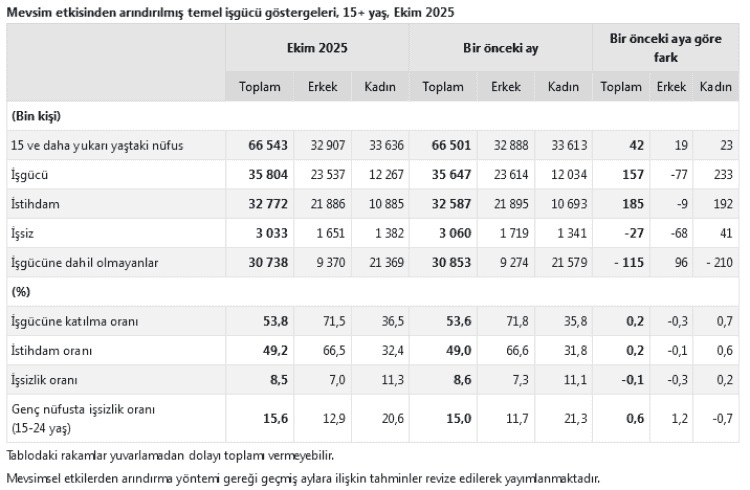 İşsizlik Oranı TÜİK’e Göre %8,5’e Düştü