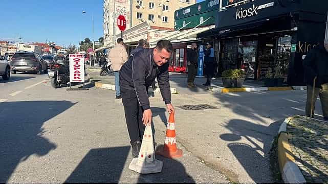 ayvalik belediyesi kaldirim isgallerine karsi denetimlerini surduruyor