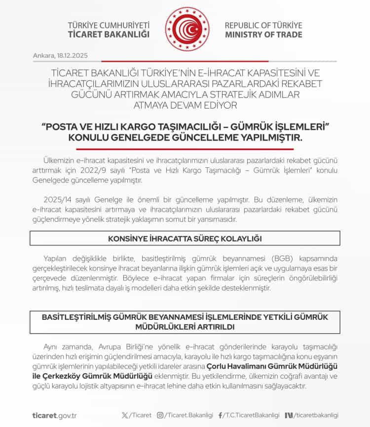 E-ihracatta Gümrük Kolaylığı: Yeni Genelge ile Süreçler Hızlanıyor